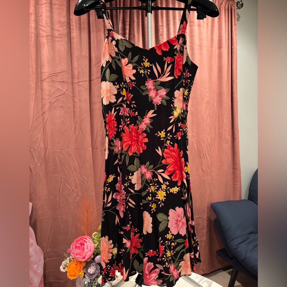 Old Navy Black Floral Print Dress